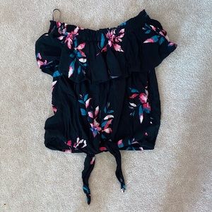 Floral Off the Shoulder Top with Front Tie
